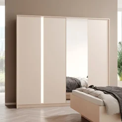 Garnero Arredamenti Armadio Ante A Specchio|Armadio Ante Battenti-Armadio 224x210h cm 4 ante battenti con specchio moderno beige Jolly