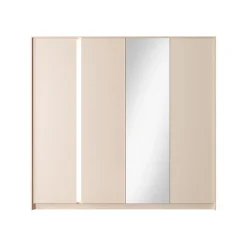 Garnero Arredamenti Armadio Ante A Specchio|Armadio Ante Battenti-Armadio 224x210h cm 4 ante battenti con specchio moderno beige Jolly