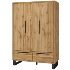 Garnero Arredamenti Armadio Ante Battenti|Guardaroba-Armadio 145x210h cm 3 ante battenti 2 cassetti rovere Petra