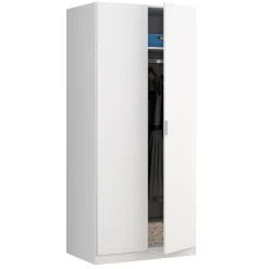 Garnero Arredamenti Armadio Ante Battenti|Guardaroba-Armadio 81x180h cm 2 ante battenti  moderno bianco opaco Oz