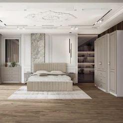 Garnero Arredamenti Armadio Ante Battenti|Guardaroba-Armadio 210x205h cm 4 ante battenti 3 cassetti beige cashmere Emporio