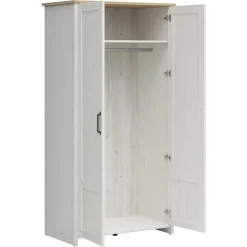 Garnero Arredamenti Armadio Ante Battenti|Guardaroba-Armadio 102x201h cm 2 ante bianco frassinato rovere Lars