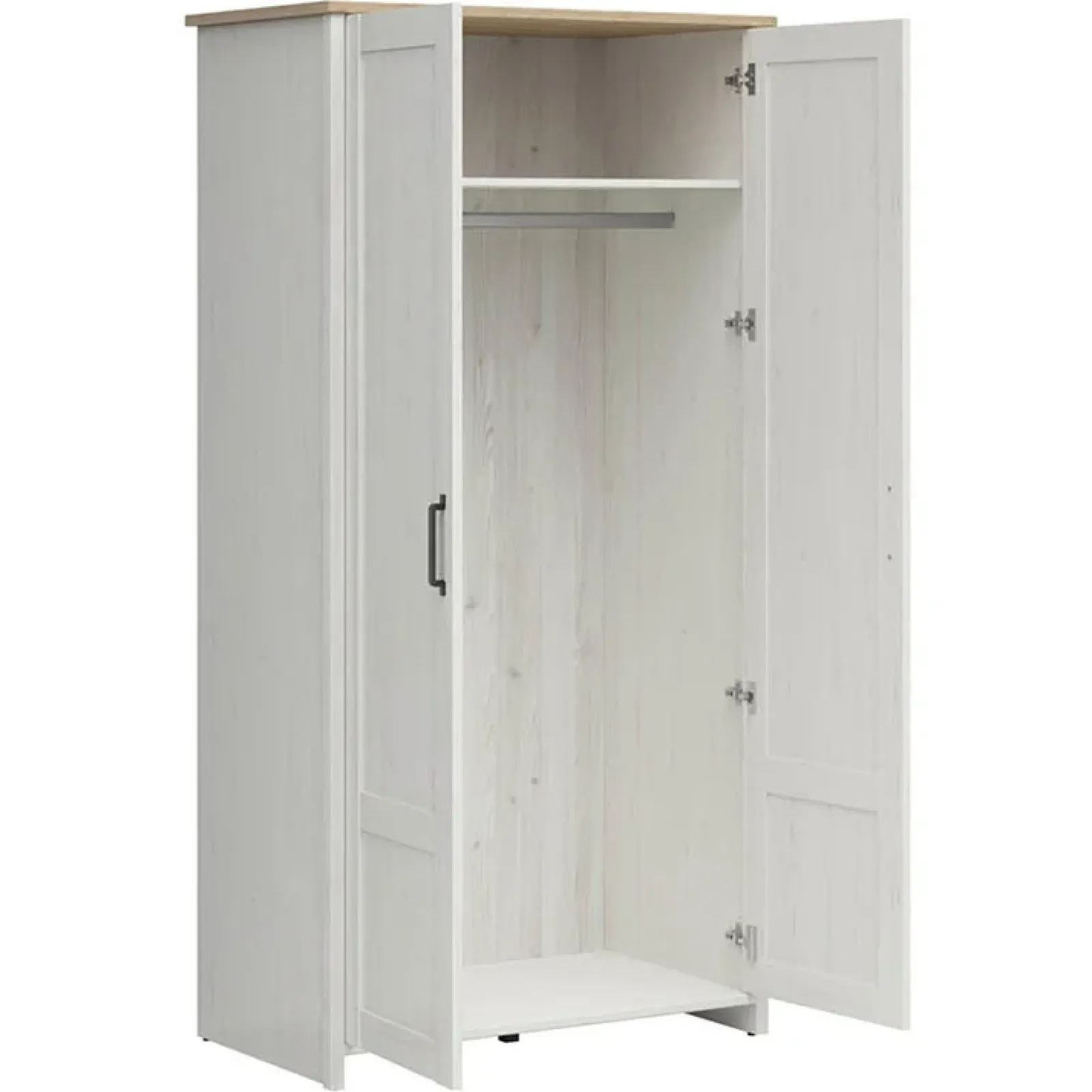 Garnero Arredamenti Armadio Ante Battenti|Guardaroba-Armadio 102x201h cm 2 ante bianco frassinato rovere Lars