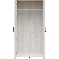 Garnero Arredamenti Armadio Ante Battenti|Guardaroba-Armadio 102x201h cm 2 ante bianco frassinato rovere Lars