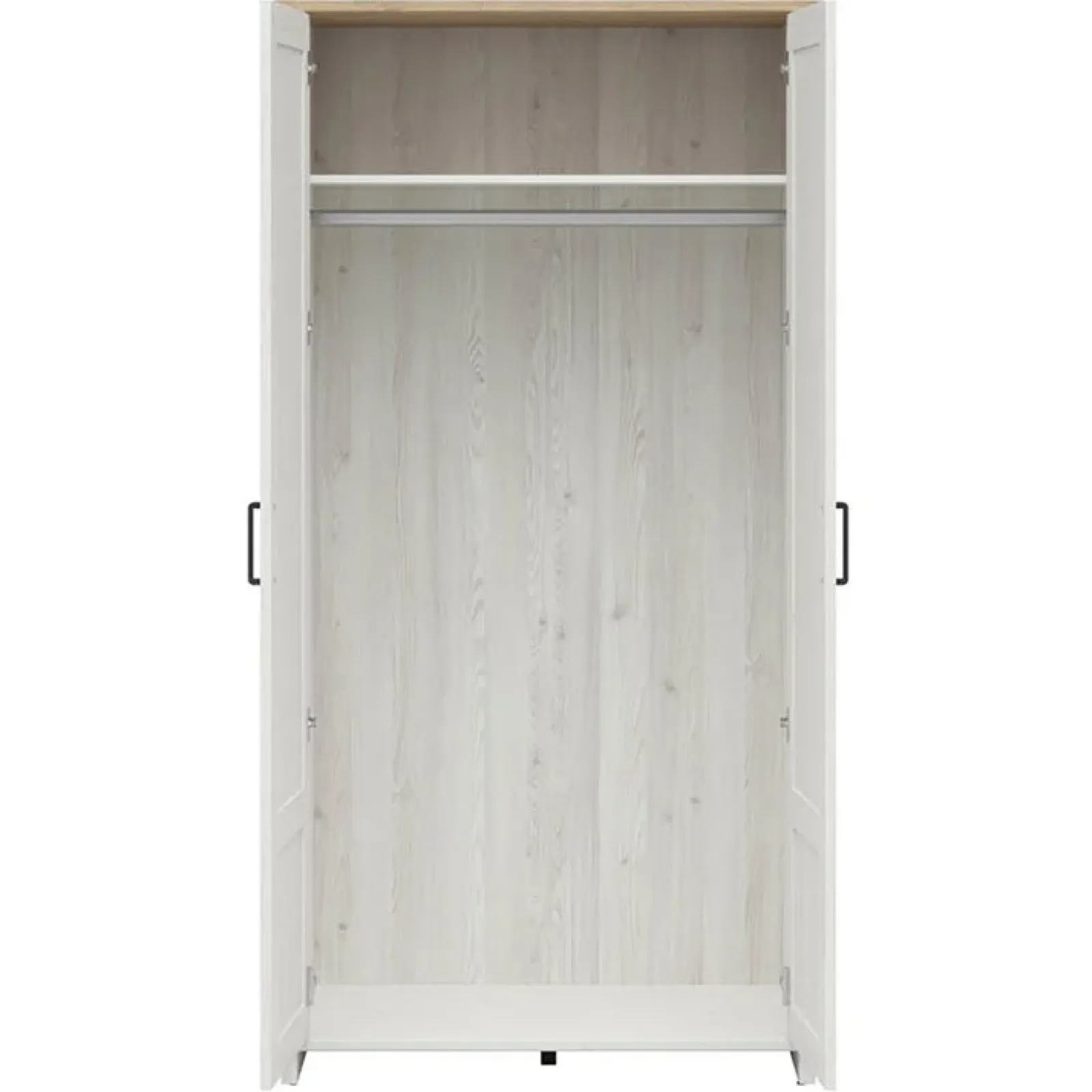 Garnero Arredamenti Armadio Ante Battenti|Guardaroba-Armadio 102x201h cm 2 ante bianco frassinato rovere Lars