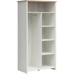 Garnero Arredamenti Armadio Ante Battenti|Guardaroba-Armadio 102x201h cm 2 ante bianco frassinato rovere Lars