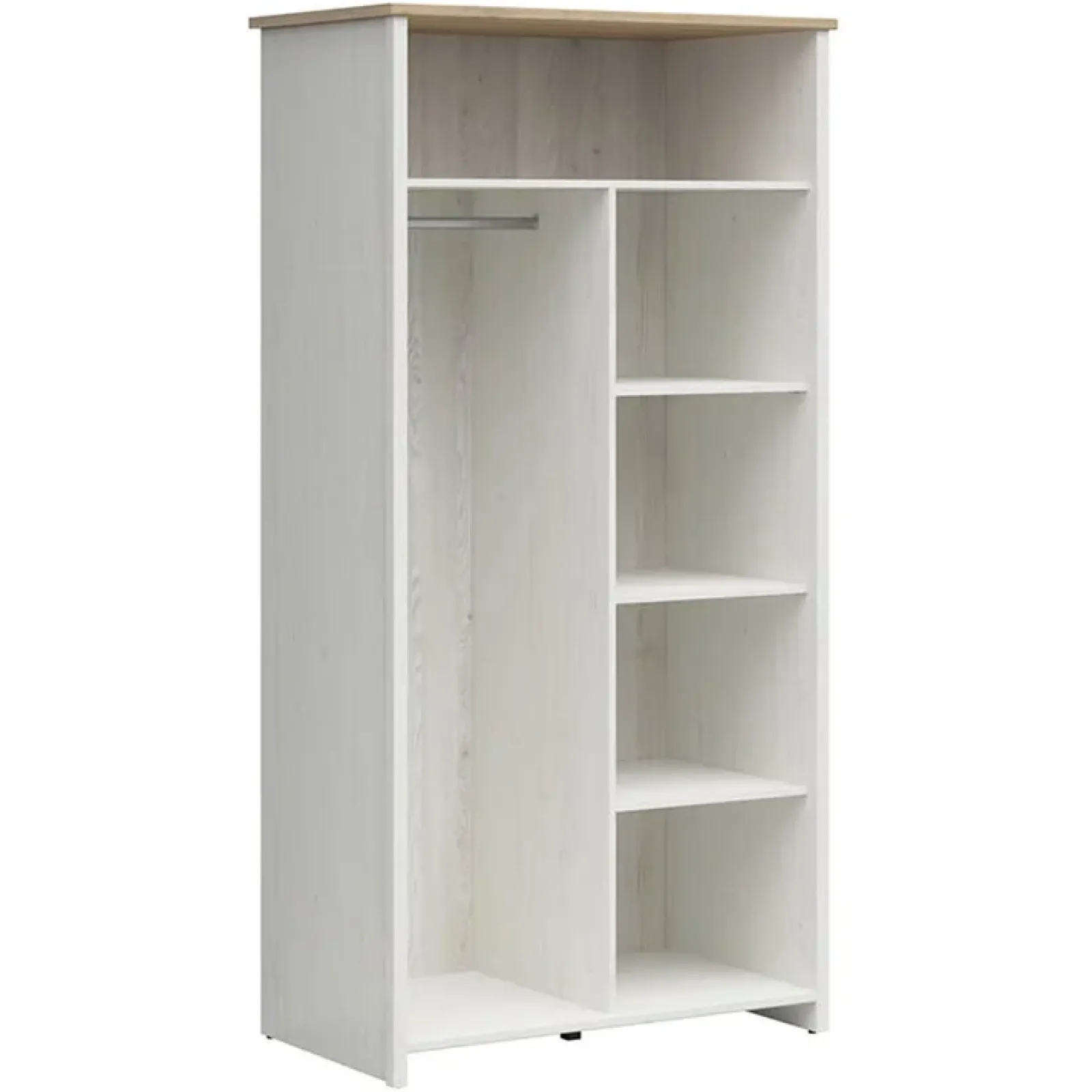 Garnero Arredamenti Armadio Ante Battenti|Guardaroba-Armadio 102x201h cm 2 ante bianco frassinato rovere Lars