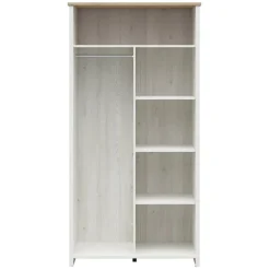 Garnero Arredamenti Armadio Ante Battenti|Guardaroba-Armadio 102x201h cm 2 ante bianco frassinato rovere Lars
