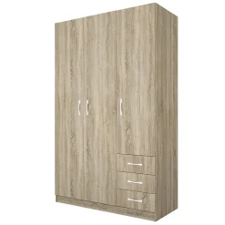 Garnero Arredamenti Armadio Cameretta|Armadio Ante Battenti-Armadio 118x191h cm 3 ante con cassetti sonoma Boverio Rovere