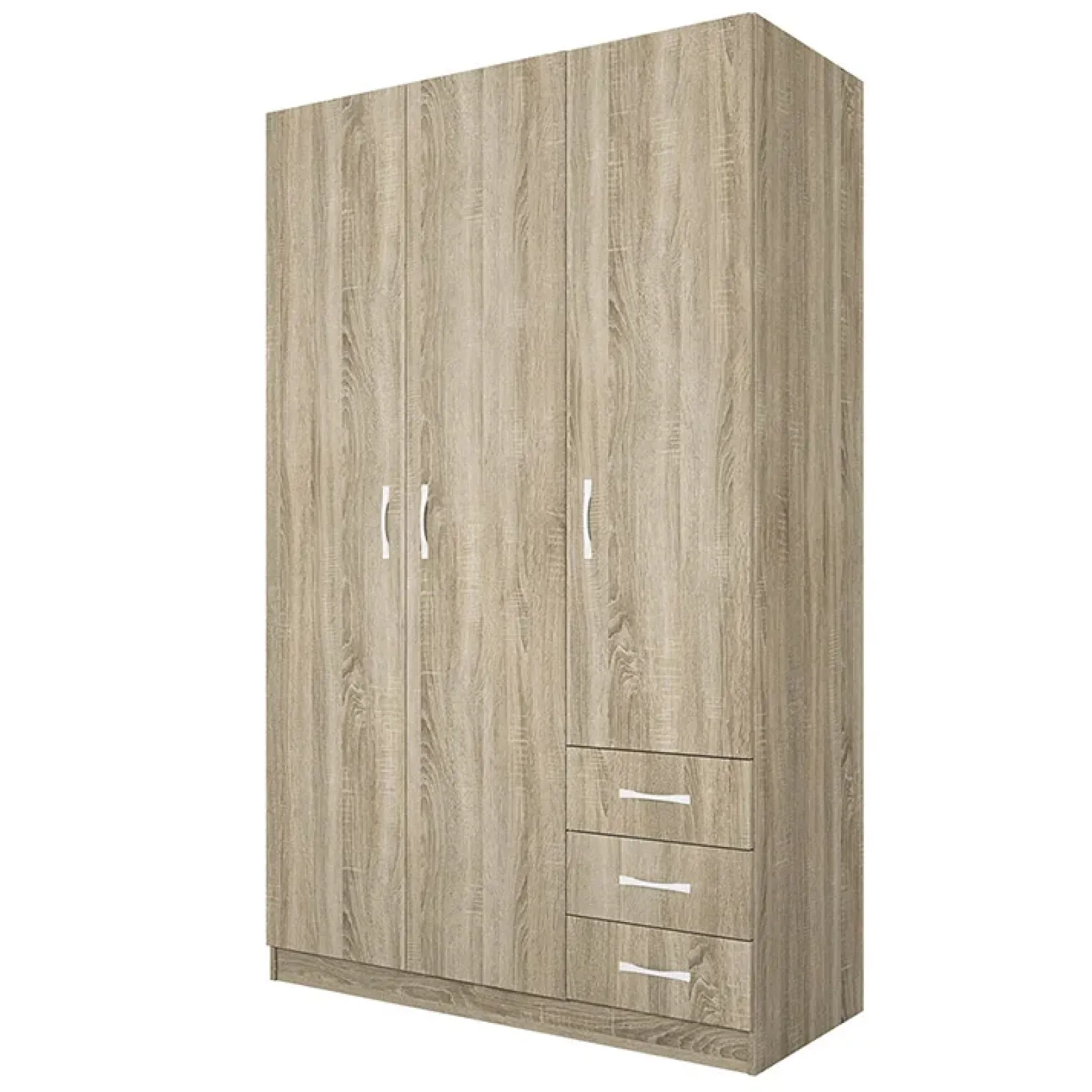 Garnero Arredamenti Armadio Cameretta|Armadio Ante Battenti-Armadio 118x191h cm 3 ante con cassetti sonoma Boverio Rovere