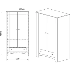 Garnero Arredamenti Armadio Cameretta|Armadio Ante Battenti-Armadio 90x181h cm 2 ante con cassetto rovere sonoma Londra