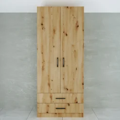 Garnero Arredamenti Armadio Cameretta|Armadio Ante Battenti-Armadio 80x191h cm 2 ante con cassetti moderno Carlino Rovere Rustico