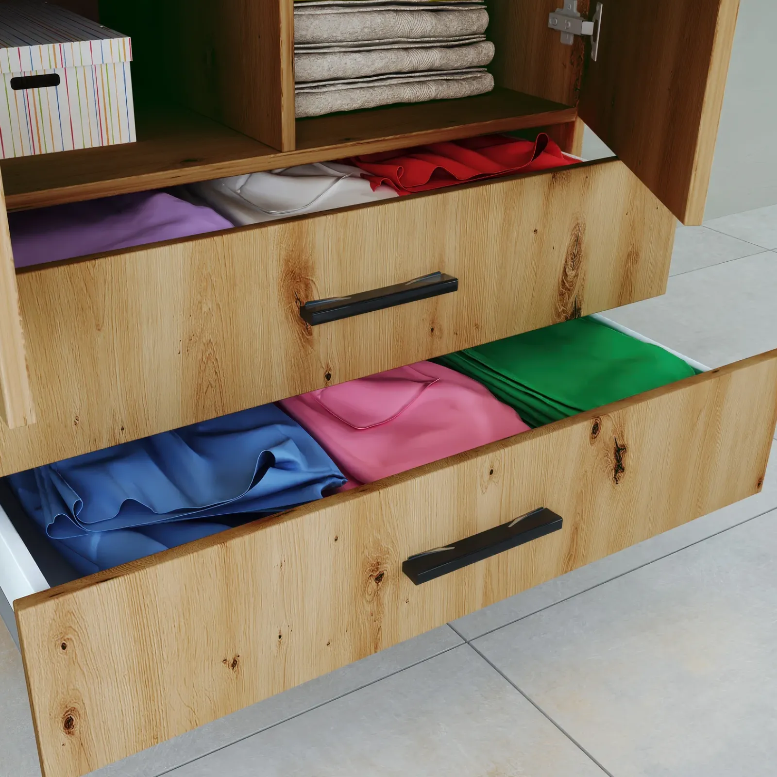 Garnero Arredamenti Armadio Cameretta|Armadio Ante Battenti-Armadio 80x191h cm 2 ante con cassetti moderno Carlino Rovere Rustico