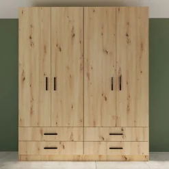 Garnero Arredamenti Armadio Cameretta|Armadio Ante Battenti-Armadio 80x191h cm 2 ante con cassetti moderno Carlino Rovere Rustico