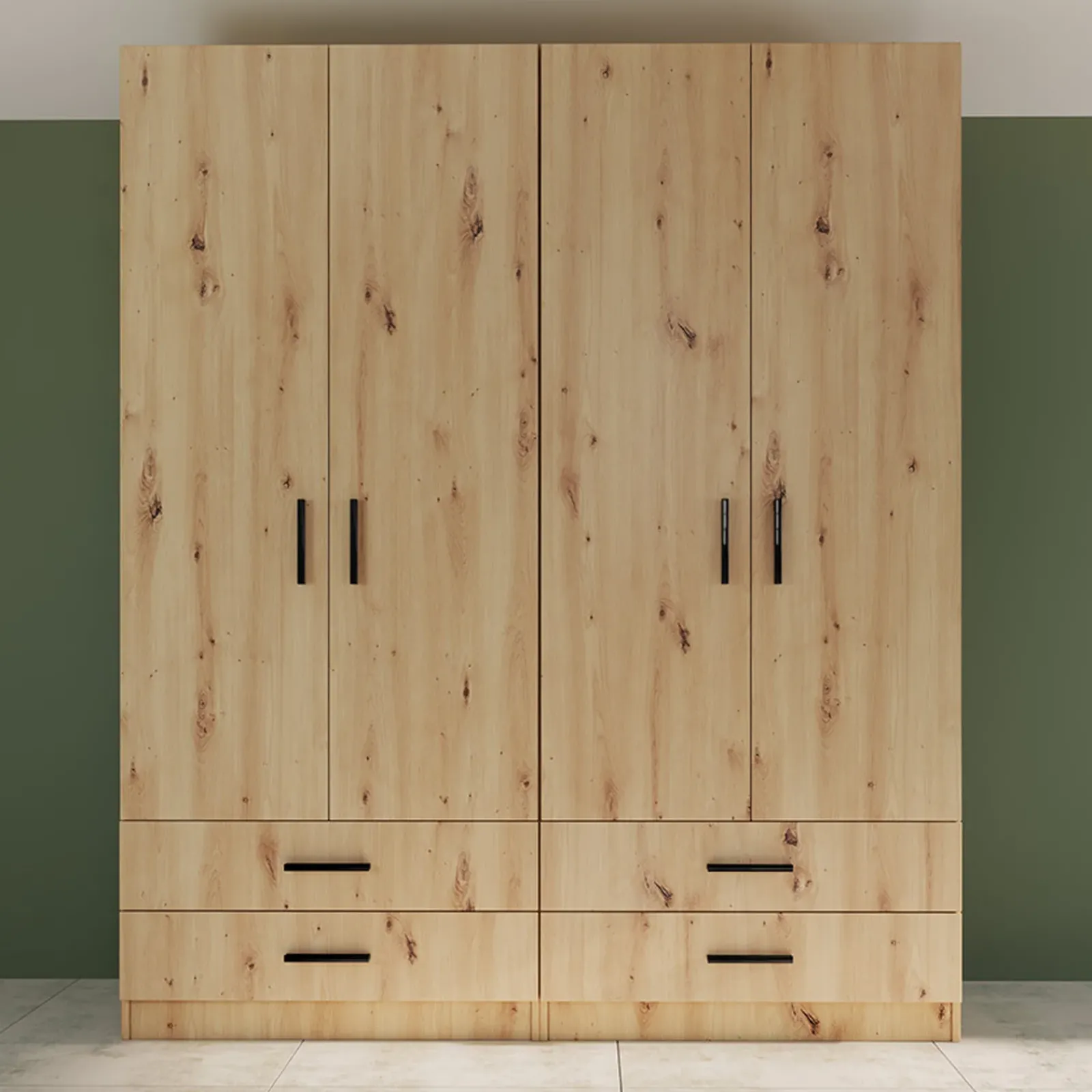 Garnero Arredamenti Armadio Cameretta|Armadio Ante Battenti-Armadio 80x191h cm 2 ante con cassetti moderno Carlino Rovere Rustico