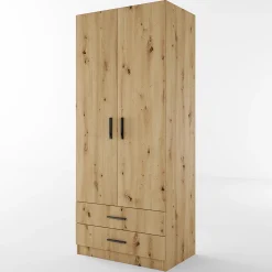 Garnero Arredamenti Armadio Cameretta|Armadio Ante Battenti-Armadio 80x191h cm 2 ante con cassetti moderno Carlino Rovere Rustico