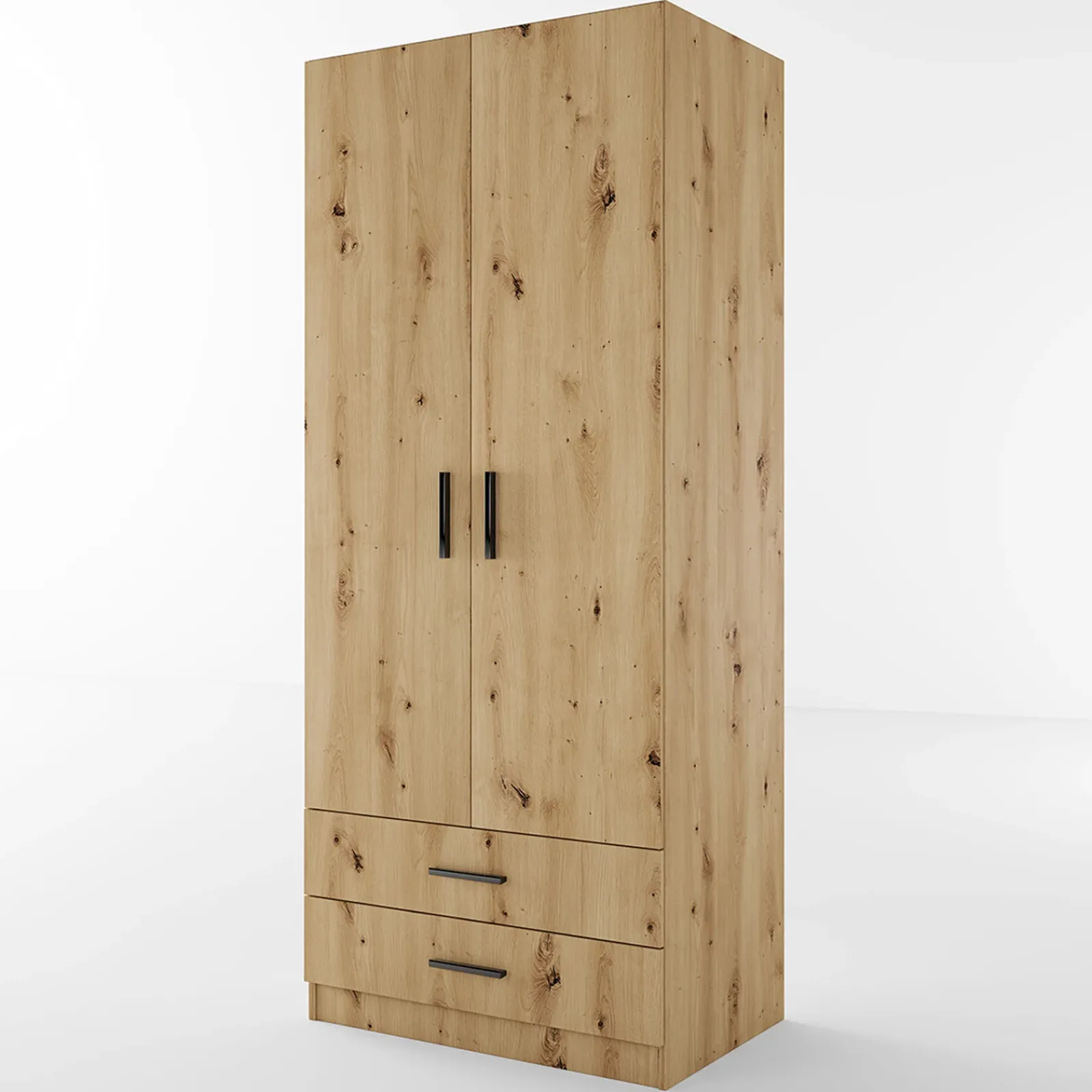 Garnero Arredamenti Armadio Cameretta|Armadio Ante Battenti-Armadio 80x191h cm 2 ante con cassetti moderno Carlino Rovere Rustico