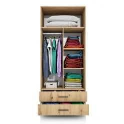 Garnero Arredamenti Armadio Cameretta|Armadio Ante Battenti-Armadio 80x191h cm 2 ante con cassetti moderno Carlino Rovere Rustico