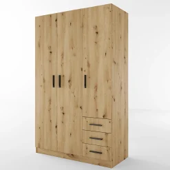 Garnero Arredamenti Armadio Cameretta|Armadio Ante Battenti-Armadio 118x191h cm 3 ante con cassetti Boverio Rovere Rustico