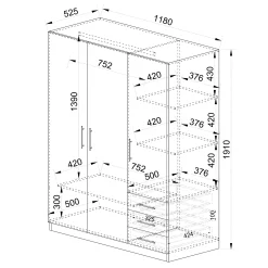 Garnero Arredamenti Armadio Cameretta|Armadio Ante Battenti-Armadio 118x191h cm 3 ante con cassetti Boverio Rovere Rustico