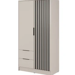 Garnero Arredamenti Armadio Ante Battenti|Guardaroba-Armadio 105x200h cm 2 ante con cassetti cashmere Miller Beige