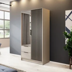 Garnero Arredamenti Armadio Ante A Specchio|Armadio Ante Battenti-Armadio 105x200h cm 2 ante con specchio cashmere Miller Beige