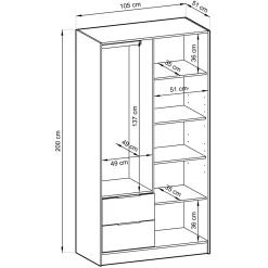 Garnero Arredamenti Armadio Ante A Specchio|Armadio Ante Battenti-Armadio 105x200h cm 2 ante con specchio cashmere Miller Beige