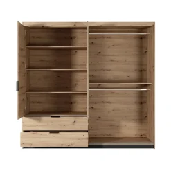 Garnero Arredamenti Armadio Ante A Specchio|Guardaroba-Armadio 220x211h cm 4 ante con specchio rovere antracite Rubik