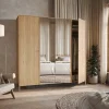 Garnero Arredamenti Armadio Ante A Specchio|Armadio Ante Battenti-Armadio 220x216h cm 4 ante con specchio rovere Noor