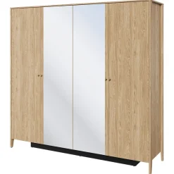 Garnero Arredamenti Armadio Ante A Specchio|Armadio Ante Battenti-Armadio 220x216h cm 4 ante con specchio rovere Noor