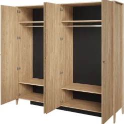 Garnero Arredamenti Armadio Ante A Specchio|Armadio Ante Battenti-Armadio 220x216h cm 4 ante con specchio rovere Noor