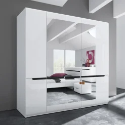 Garnero Arredamenti Armadio Ante A Specchio|Armadio Ante Battenti-Armadio 225x213h cm 5 ante con specchio bianco lucido Dubai Gihome®