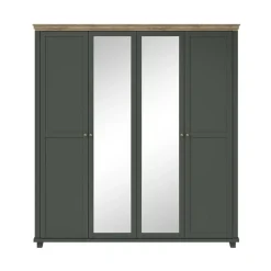 Garnero Arredamenti Armadio Ante A Specchio|Armadio Ante Battenti-Armadio 200x216h cm 4 ante con specchio verde quercia Texel