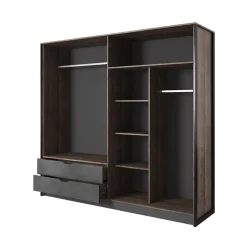 Garnero Arredamenti Armadio Ante A Specchio|Armadio Ante Battenti-Armadio 220x205h cm 4 ante con specchio grigio quercia Dable