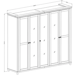 Garnero Arredamenti Armadio Ante A Specchio|Armadio Ante Battenti-Armadio 246x216h cm 5 ante con specchio quercia Texel Verde