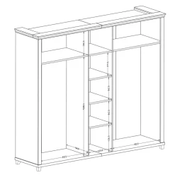 Garnero Arredamenti Armadio Ante A Specchio|Armadio Ante Battenti-Armadio 246x216h cm 5 ante con specchio quercia Texel Verde