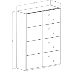 Garnero Arredamenti Armadio Ante A Specchio|Armadio Ante Scorrevoli-Armadio 150x210h cm 2 ante con specchio Pascal Gihome® Bianco Opaco