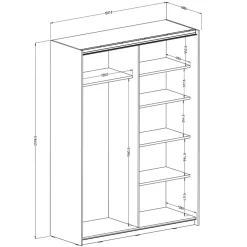 Garnero Arredamenti Armadio Ante A Specchio|Armadio Ante Scorrevoli-Armadio 150x210h cm 2 ante con specchio Pascal Gihome® Bianco Opaco