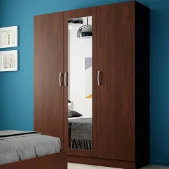 Garnero Arredamenti Armadio Ante A Specchio|Armadio Ante Battenti-Armadio 120x181h cm 3 ante con specchio moderno Sorrento Wengè