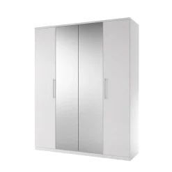 Garnero Arredamenti Armadio Cameretta|Armadio Ante A Specchio-Armadio 161x199h cm 4 ante con specchio Dogliani Bianco Frassinato