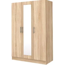 Garnero Arredamenti Armadio Ante A Specchio|Armadio Ante Battenti-Armadio 120x181h cm 3 ante con specchio moderno Sorrento Rovere