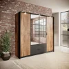 Garnero Arredamenti Armadio Ante A Specchio|Armadio Ante Battenti-Armadio 223x210h cm 4 ante con specchio quercia nero Smooty