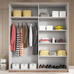 Garnero Arredamenti Armadio Ante Scorrevoli|Armadio Ante A Specchio-Armadio 200x210h cm 2 ante con specchio rovere scuro Lisbona Gihome®