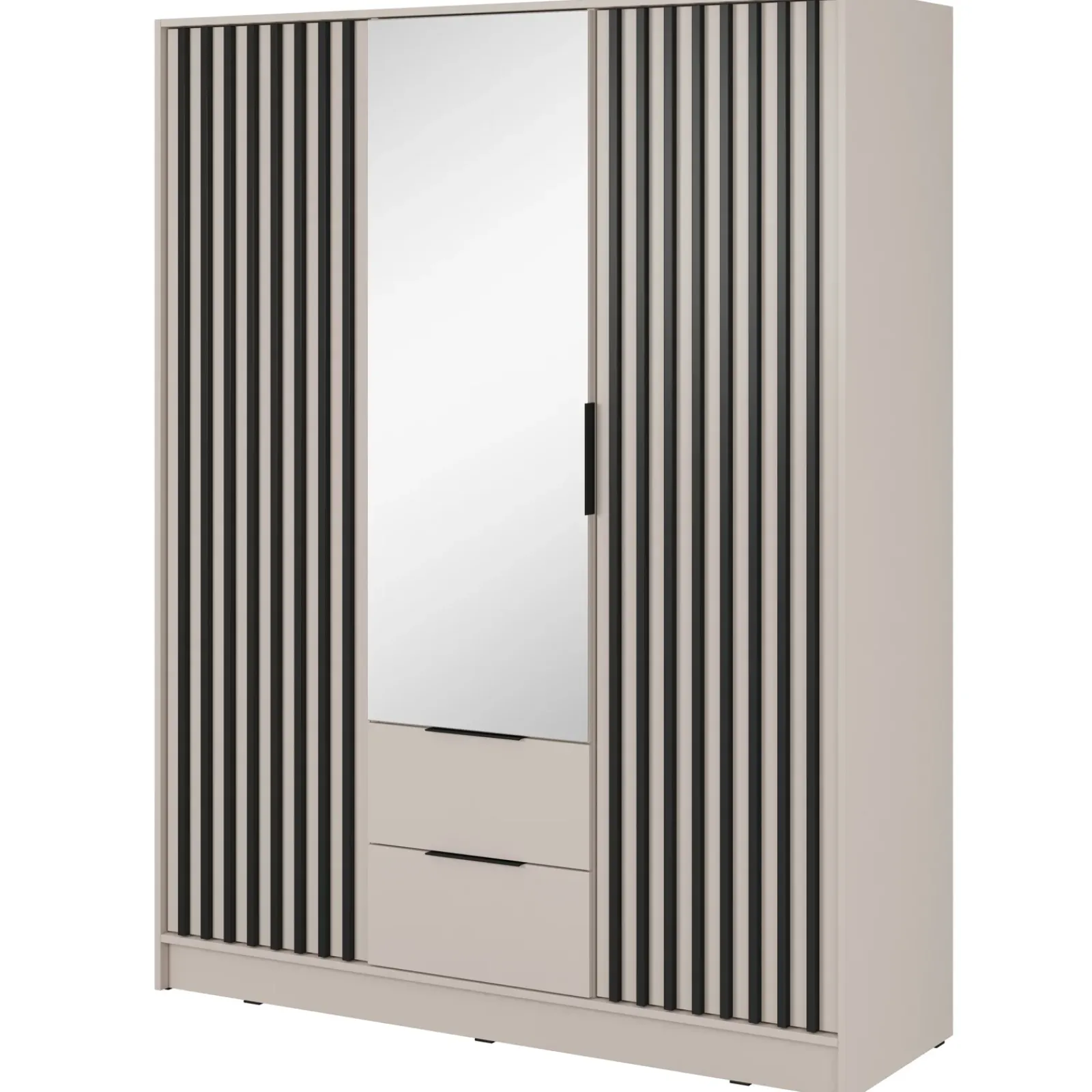 Garnero Arredamenti Armadio Ante A Specchio|Armadio Ante Battenti-Armadio 155x200h cm 3 ante con specchio cashmere Miller Beige