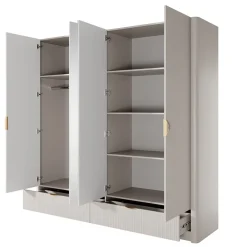 Garnero Arredamenti Armadio Ante A Specchio|Armadio Ante Battenti-Armadio 213x209h cm 4 ante con specchio beige cannettato Ramis