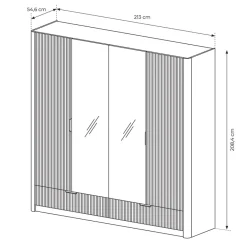 Garnero Arredamenti Armadio Ante A Specchio|Armadio Ante Battenti-Armadio 213x209h cm 4 ante con specchio beige cannettato Ramis