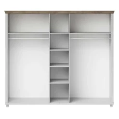 Garnero Arredamenti Armadio Ante A Specchio|Armadio Ante Battenti-Armadio 246x216h cm 5 ante con specchio pino bianco quercia Texel Bianco Frassinato