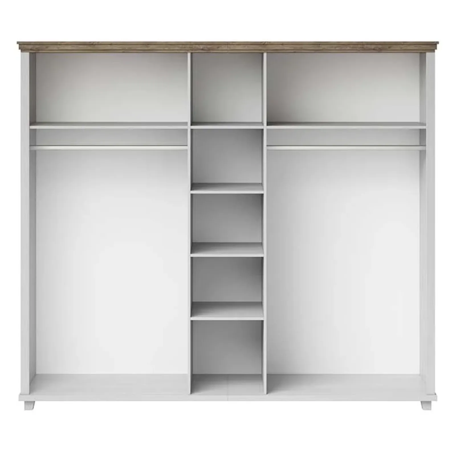 Garnero Arredamenti Armadio Ante A Specchio|Armadio Ante Battenti-Armadio 246x216h cm 5 ante con specchio pino bianco quercia Texel Bianco Frassinato