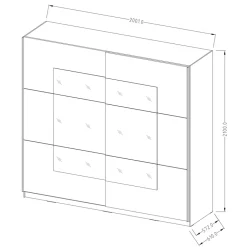 Garnero Arredamenti Armadio Ante A Specchio|Armadio Ante Scorrevoli-Armadio 200x210h cm 2 ante con specchio rovere bianco Logan Gihome®
