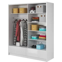 Garnero Arredamenti Armadio Ante A Specchio|Armadio Ante Scorrevoli-Armadio 184x214h cm 2 ante con specchio bianco lucido Jeki Gihome®